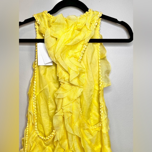 NWT Zimmermann Wonderland Silk Maxi Ruffles Dress Lemon Yellow Size 2/ Medium - Picture 10 of 14